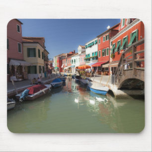 Tapis De Souris Cygnes dans un canal, île de Burano, Venise, Itali