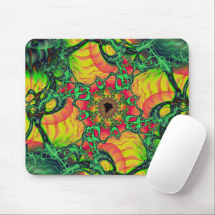 Tapis De Souris D   Art fractal vert et jaune