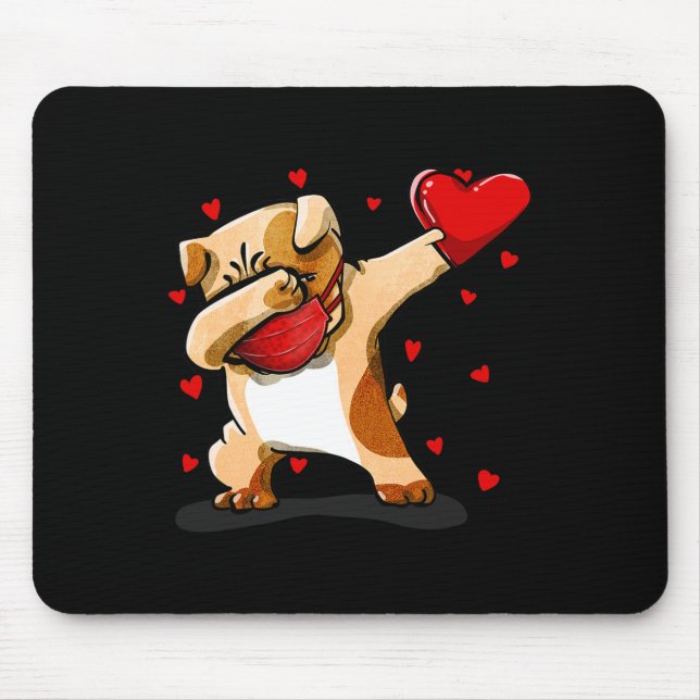 Tapis De Souris Dabbing Bulldog Face Mask Dab Dance Valentine Gift (Devant)