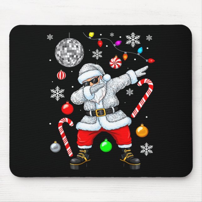 Tapis De Souris Dabbing Santa Christmas Disco Retro 70s 80s Vibes  (Devant)