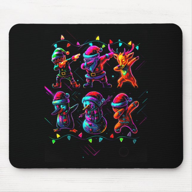 Tapis De Souris Dabbing Santa Elf Friends Christmas Boys Girls Men (Devant)