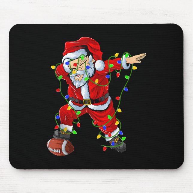 Tapis De Souris Dabbing Santa Football Christmas Lights Srty Playe (Devant)