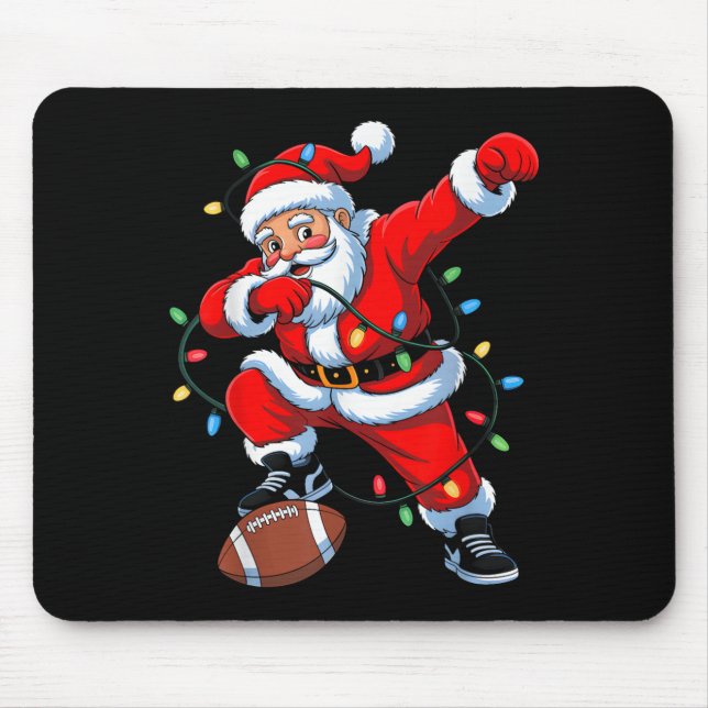 Tapis De Souris Dabbing Santa Xmas Lights Football Christmas Boys  (Devant)
