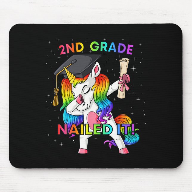 Tapis De Souris Dabbing Unicorn 2e grade Nail It Graduation Gir (Devant)