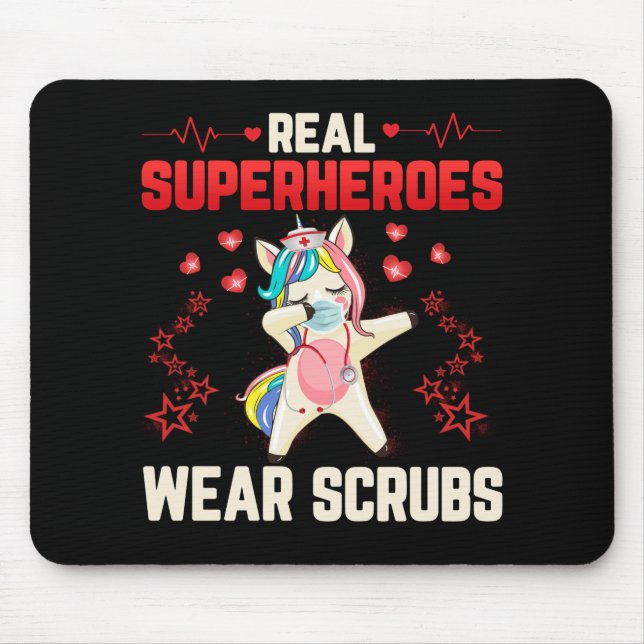 Tapis De Souris Dabbing Unicorn Nurse Wearing Facemask Real (Devant)