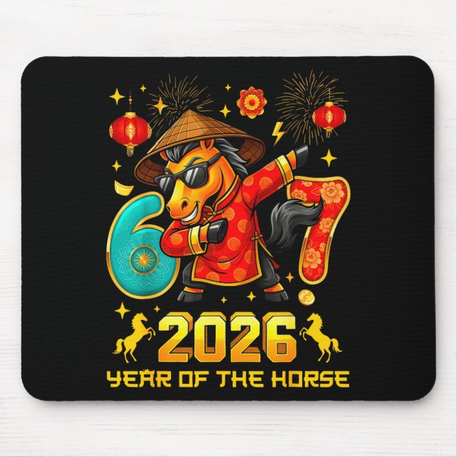 Tapis De Souris Dabbing Zodiac Horse Lunar New Year Chinese New Ye (Devant)