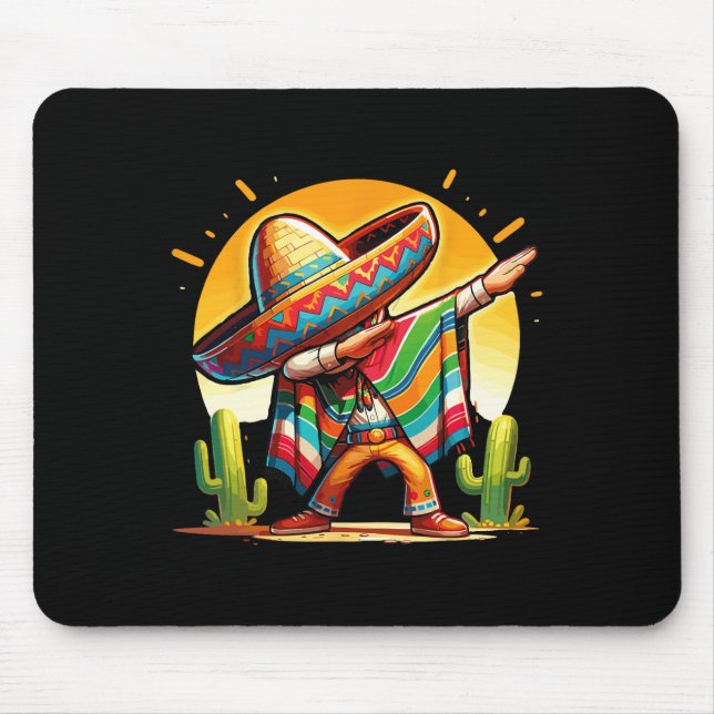 Tapis De Souris Dabing mexicain Poncho Sombrero Dab Dance Cinco De (Devant)