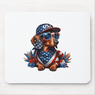 Tapis De Souris Dachshund 4 juillet chien patriotique Dachshund Qu