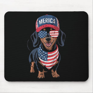 Tapis De Souris Dachshund 4 juillet Drapeau américain Doxie Chien