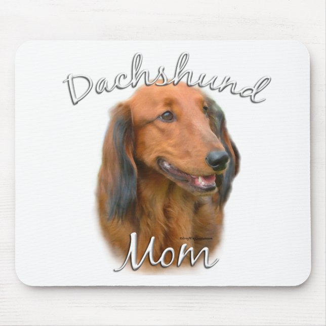 Tapis De Souris Dachshund (à poil long) Maman 2 (Devant)