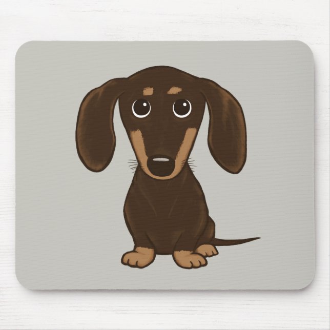 Tapis De Souris Dachshund au chocolat mou | Cartoon Wiener Dog (Devant)
