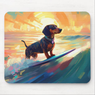 Tapis De Souris Dachshund Beach Surf Peinture