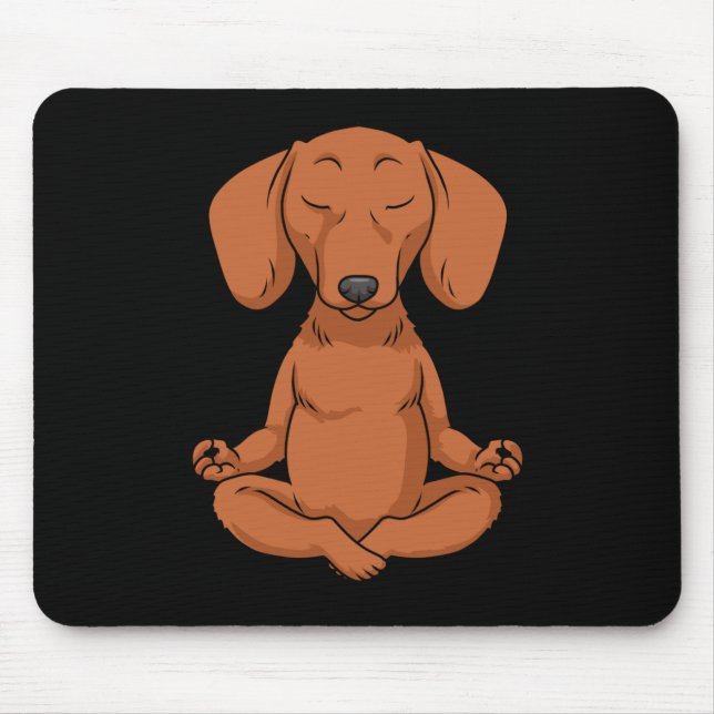 Tapis De Souris Dachshund Cadeau Femmes Weiner Chien Yoga Méditati (Devant)