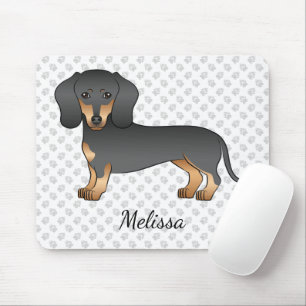 Tapis De Souris Dachshund Cheveux Courts Noir et Feu Chien Mignon