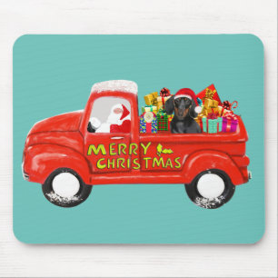 Tapis De Souris Dachshund Chien dans la livraison de Noël Camion
