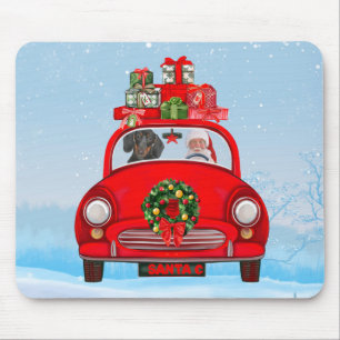 Tapis De Souris Dachshund Chien En Voiture Avec Le Père Noël