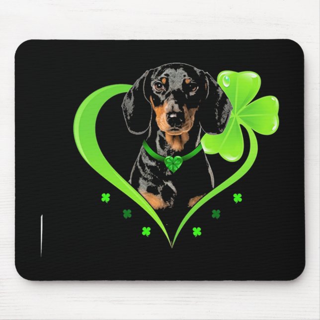 Tapis De Souris Dachshund Dans Le Coeur Shamrock (Devant)