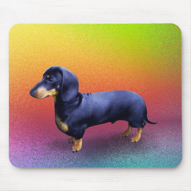 Tapis De Souris Dachshund dans un Mousepad arc-en-ciel (Devant)