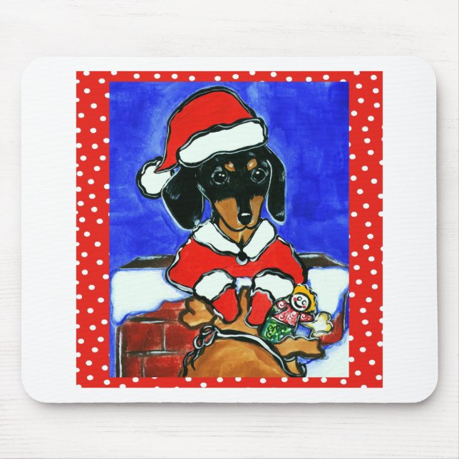 Tapis De Souris Dachshund de Noël (Devant)