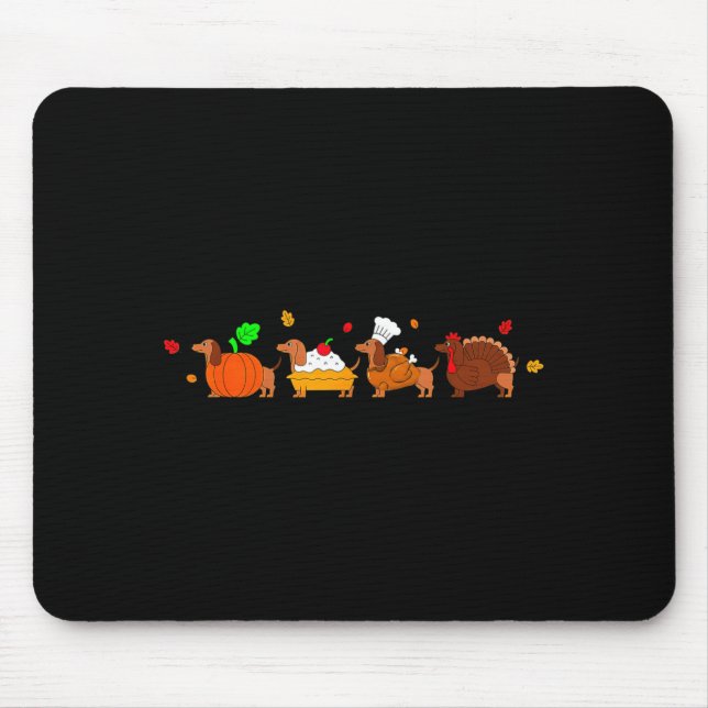 Tapis De Souris Dachshund Dog Pumpkin E Turkey Thanksgiving  (Devant)