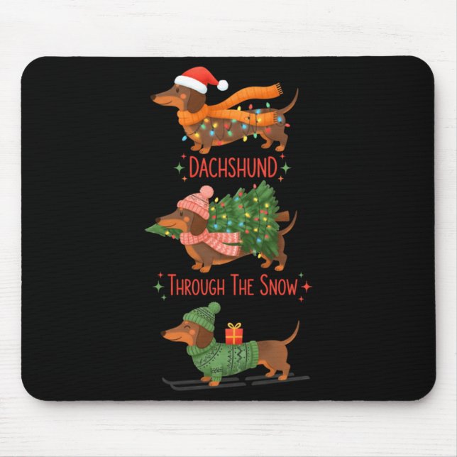Tapis De Souris Dachshund Dogs Christmas Sweater Dachshund Through (Devant)