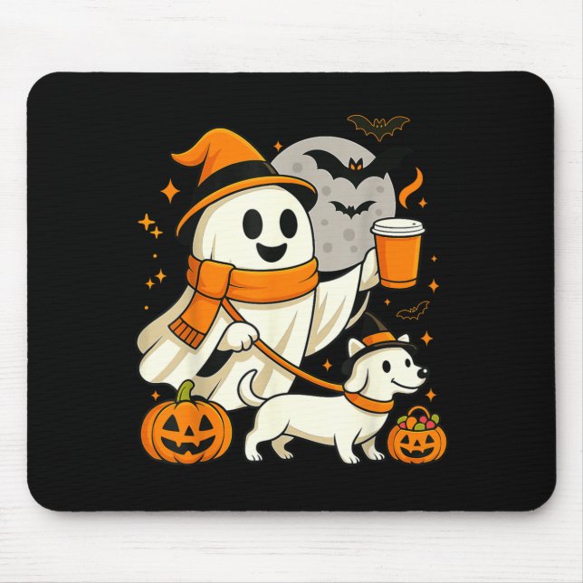 Tapis De Souris Dachshund fantôme qui marche Saison chienne épouva (Devant)