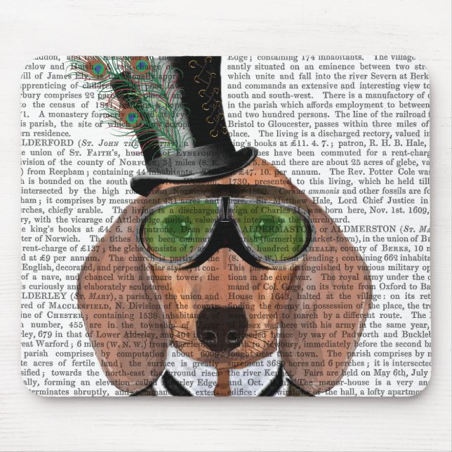 Tapis De Souris Dachshund Green Gogges Top Hat (Devant)