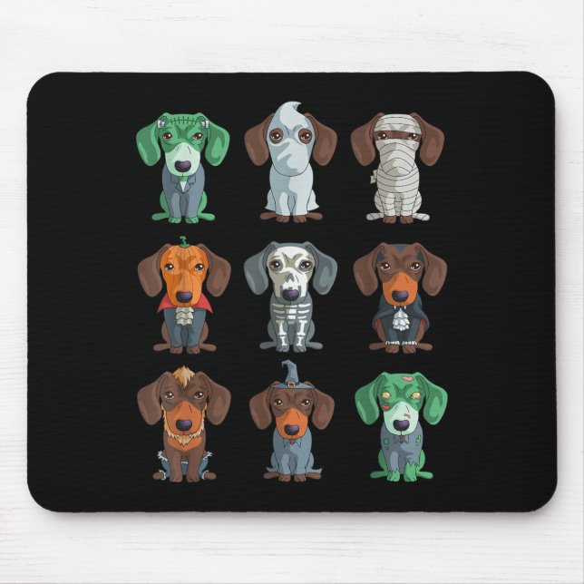 Tapis De Souris Dachshund Halloween (Devant)
