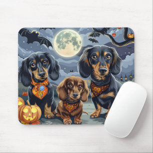 Tapis De Souris Dachshund Halloween Éffrayant