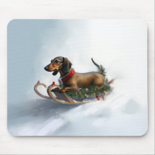 Tapis De Souris Dachshund hiver neige de Noël