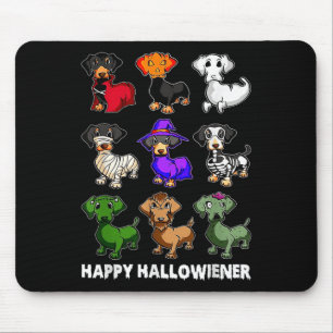 Tapis De Souris Dachshund Joyeux Halloweiner Fun Halloween Chiens