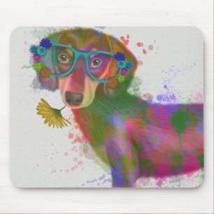 Tapis De Souris Dachshund & Lunettes Rainbow Splash
