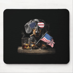 Tapis De Souris Dachshund Papa Chien Patriotique Drapeau Américain