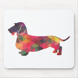 Tapis De Souris Dachshund Roc Revêtu Geo Silhouette Multi