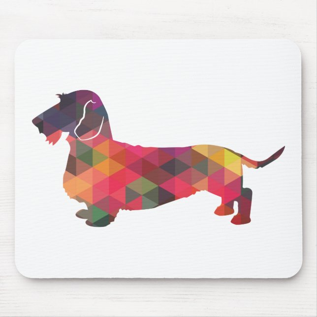 Tapis De Souris Dachshund Roc Revêtu Geo Silhouette Multi (Devant)