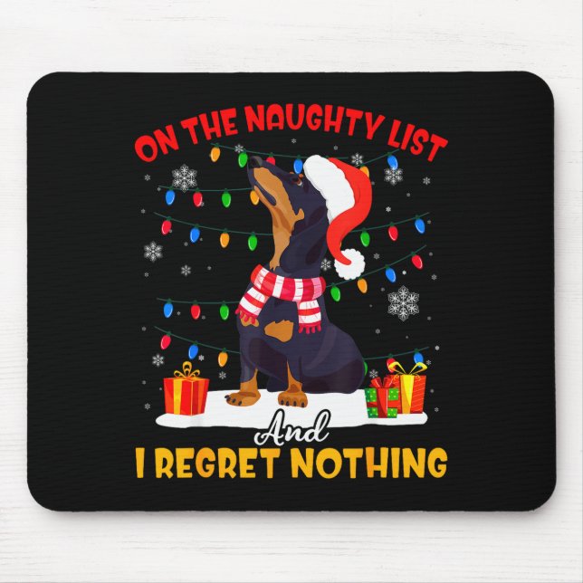 Tapis De Souris Dachshund Santa On The Naughty List Dachshund Chri (Devant)