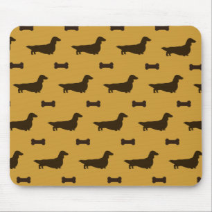 Tapis De Souris Dachshund Silhouettes Pattern (Long Hair Dachsies)
