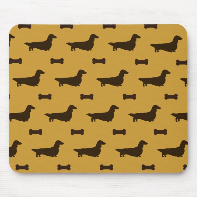 Tapis De Souris Dachshund Silhouettes Pattern (Long Hair Dachsies) (Devant)