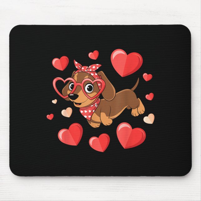 Tapis De Souris Dachshund Valentines Day Wiener Dog Lover Weenie H (Devant)