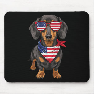 Tapis De Souris Dachshund Wiener Usa Drapeau États-Unis 4 Juillet