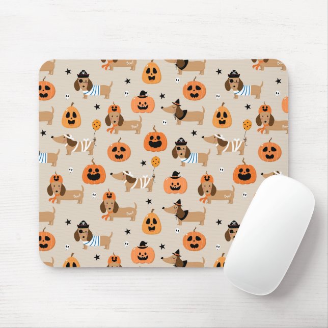 Tapis De Souris Dachshunds en Halloween Costumes Motif (Avec souris)