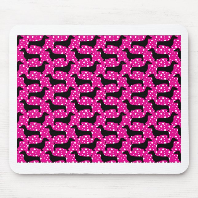 Tapis De Souris Dachshunds Pink Polka (Devant)