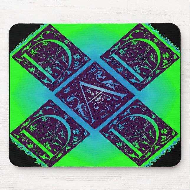 Tapis De Souris Dad Fancy Text Green Blue Background (Devant)