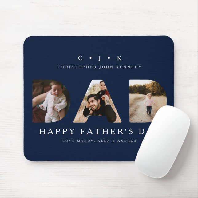 Tapis De Souris DAD Photo Navy Father's Day Personalized Monogram  (Avec souris)