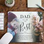 Tapis De Souris 'DAD' vous êtes le meilleur nom et le meilleur pri<br><div class="desc">Photo moderne et devis 2 souris photo pour les papas, avec 2 images de votre choix, qui peut être facilement téléchargé à partir d'un ordinateur ou de votre téléphone, le texte "DAD you are the Best" dans élégant script de calligraphie, votre nom/s d'enfants et une citation qui peut être customisé...</div>