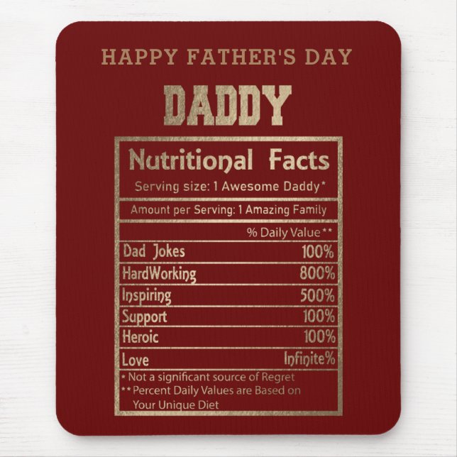 Tapis De Souris daddy informations nutritionnelles fête des pères  (Devant)