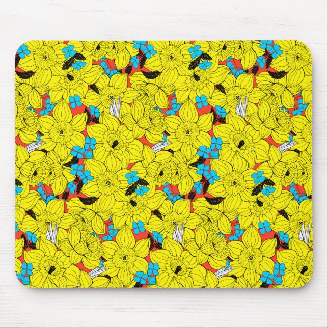 Tapis De Souris Daffodiques motif floral printanier (Devant)