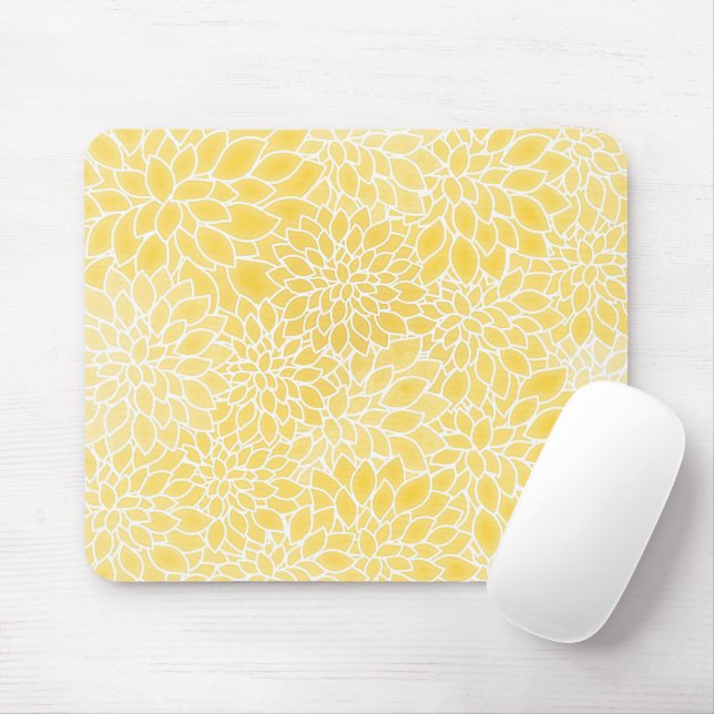Tapis De Souris Dahlias jaune pastel (Avec souris)