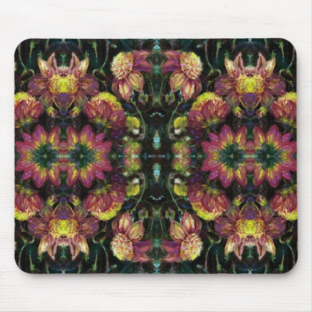 Tapis De Souris Dahlias jaunes et roses (Devant)