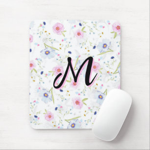 Tapis De Souris Dainty Wildflower Script Monogram M Coquette